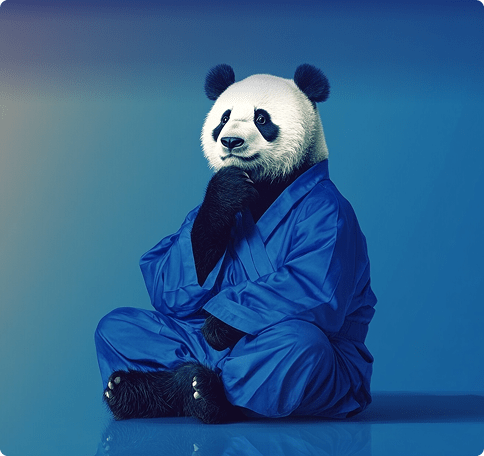 Панда в кімоно замислилась над питаннями